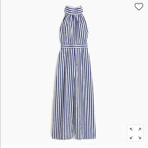 J. Crew Blue Stripe Halter Wide Leg Jumpsuit Romper